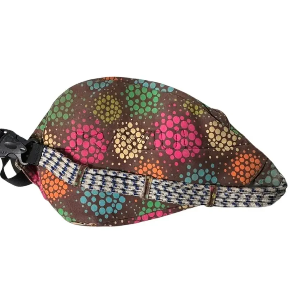 KAVU Rope Bag Sling Backpack Brown Multi Dot Canvas Crossbody Travel Hiking OS